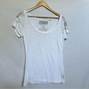 Threads 4 Thought Sustainable Apparel White Beaded Short Sleeve Tee